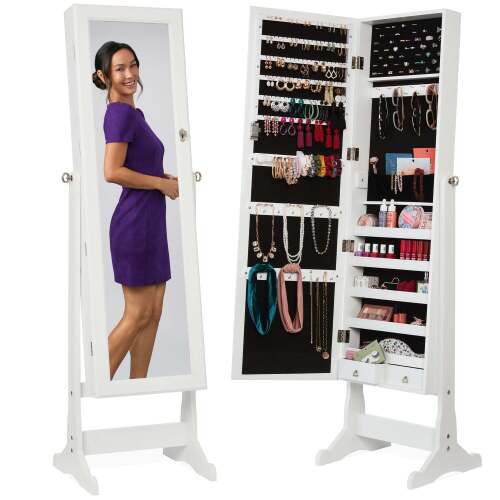 Full Length Freestanding Jewelry Mirror Armoire w/ Velvet Interior - Lot 7656