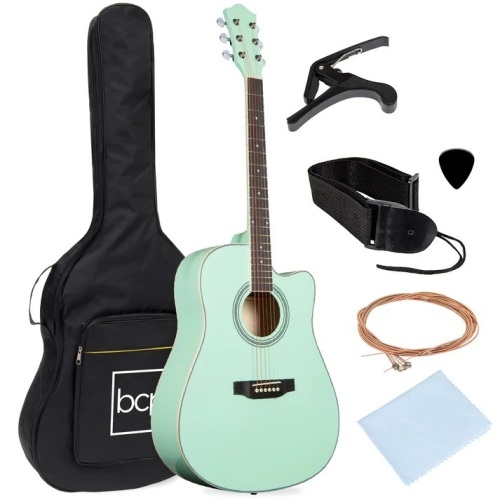 Full Size Beginner Acoustic Guitar Set with Case, Strap, Capo - 41in - Lot 7707