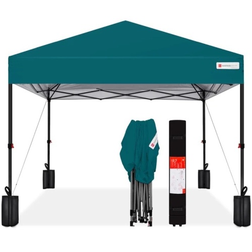 One-Person Setup Instant Pop Up Canopy w/ Case, 4 Weight Bags - 10x10ft - Lot 7760