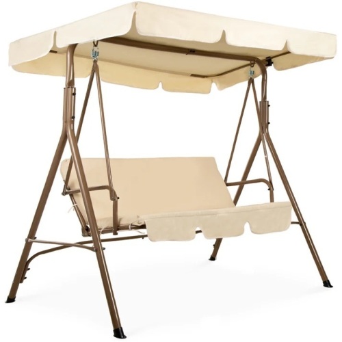 2-Person Outdoor Canopy Swing Glider Furniture w/ Cushions, Steel Frame - Lot 7868