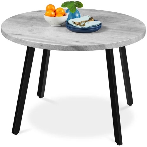 Mid-Century Modern Round Dining Table w/ Adjustable Feet - 35.5in - Lot 7833anm