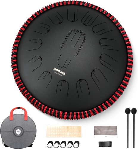 MOOZICA 15 Inch Steel Handpan Tongue Drum - 15 Notes in C Major 432hz Tongue Drum with Octave Overtone Design - Professional Percussion Tongue Drum Instrument with Carrying Bag - Lot 7814