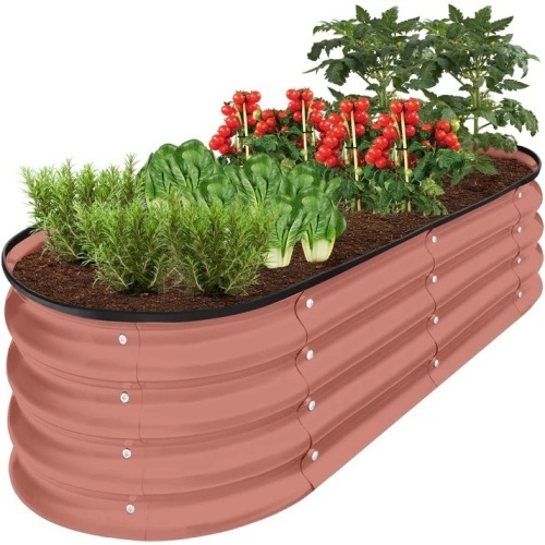 Outdoor Raised Metal Oval Garden Bed, Planter Box - 4x2x1ft - Lot 8043