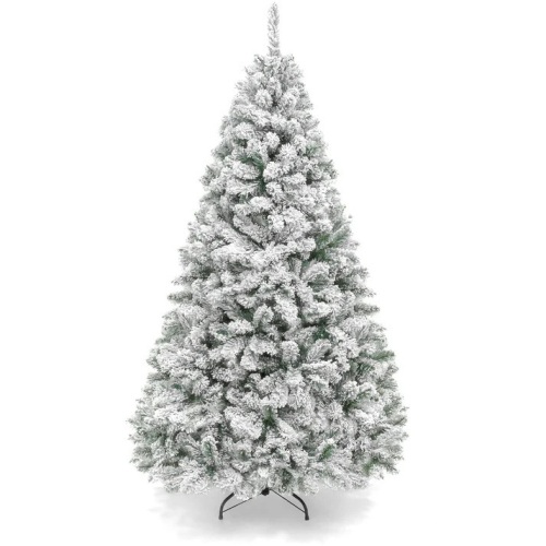 Premium Snow Flocked Artificial Pine Christmas Tree w/ Foldable Metal Base - Lot 8046