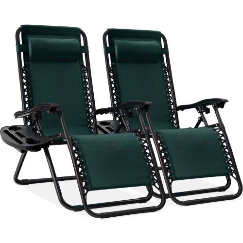 Set of 2 Adjustable Zero Gravity Patio Chair Recliners w/ Cup Holders - Lot 8011