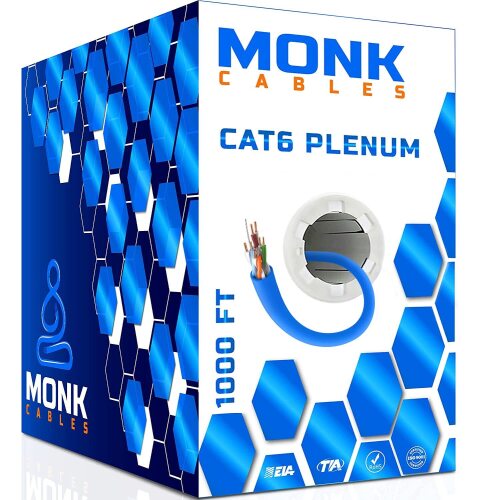 MONK CABLES | CAT6 Plenum Cable 1000ft - Lot 8078