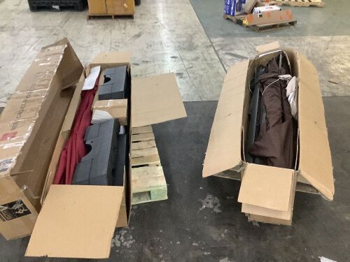 Lot of (2) 2-Tier Square LED Cantilever Offset Umbrella w/ 360 Rotation, Base - 10x10ft - Uninspected  - Lot 254
