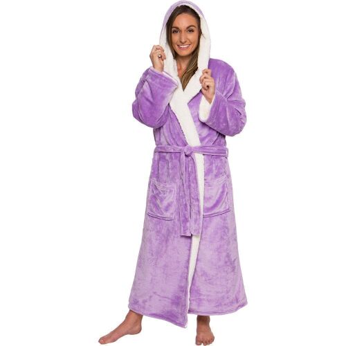 Silver Lilly Womens Sherpa Lined Fleece Robe with Hood, SM/MD - Lot 338