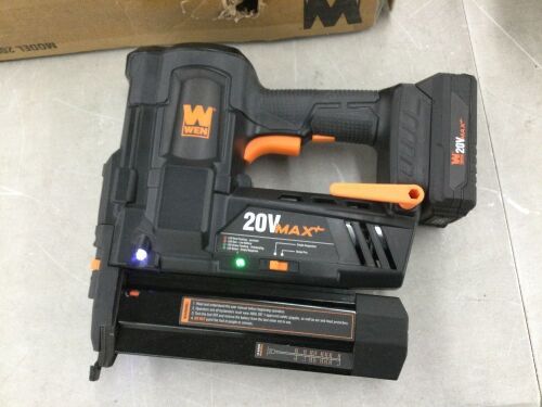 WEN 20512 20V Max Cordless 18-Gauge Brad Nailer with 2.0Ah Battery and Charger - Lot 402
