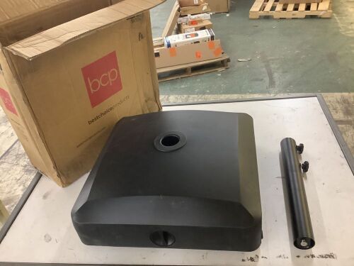 Fillable Mobile Umbrella Base Stand w/ 4 Wheels, 2 Locks, 123lb Capacity - Lot 568
