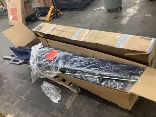 2-Tier Square LED Cantilever Offset Umbrella w/ 360 Rotation, Base - 10x10ft - Lot 194
