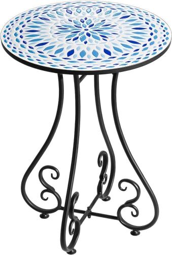 The Home Cult 16" Round Accent Side Table, Ceramic Tile Tabletop with Metal Frame - Lot 273