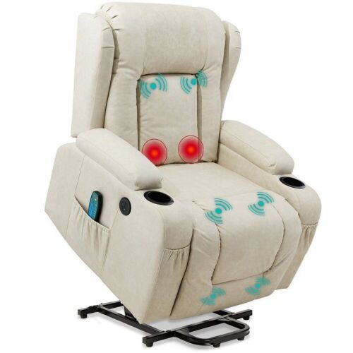 Electric Power Lift Recliner Massage Chair w/ Heat, USB Port, Cupholders - Lot 16