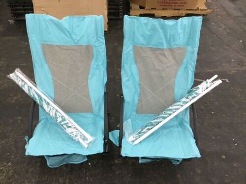 Set of 2 Folding Beach Chairs with Umbrellas  - Lot 283
