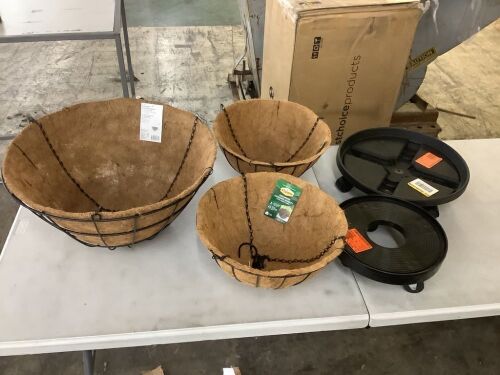 Lot of (3) Growers Hanging Baskets & (2) Plant Dollys - Lot 314