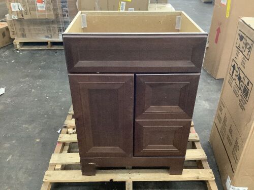 Sedgewood 24.5 in. W x 18.75 in. D x 34.375 in. H Vanity in Dark Cognac - No Top, Scratch & Dent  - Lot 414