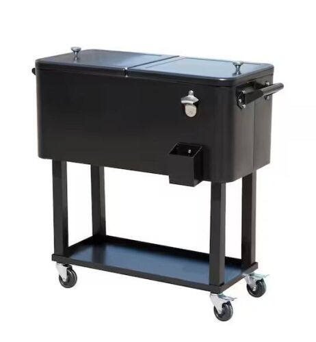 Outsunny 80 QT Rolling Ice Chest Drink Cooler Cart, Black - Lot 69