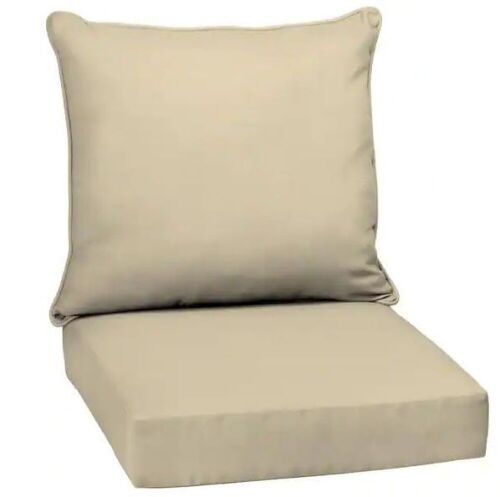 Lot of (4) Arden Selections 24 in. x 24 in. 2-Piece Deep Seating Outdoor Lounge Chair Cushion in Tan Leala - Lot 156