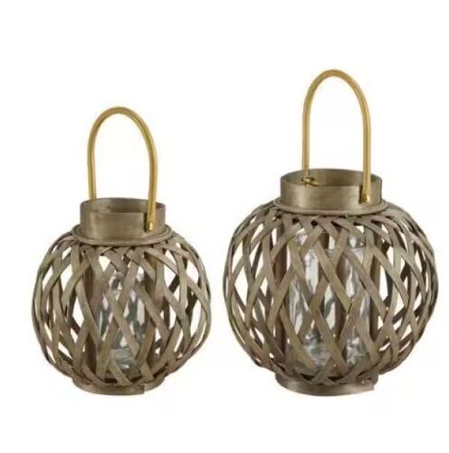 Hampton Bay Woven Lantern with Metal Handle, Set of 2 - Lot 317