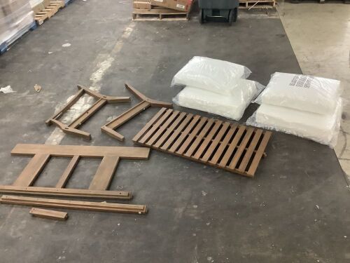 Hampton Bay Woodford Eucalyptus Left Arm Loveseat - Unknown if Complete, No Hardware or Instructions - Lot 427