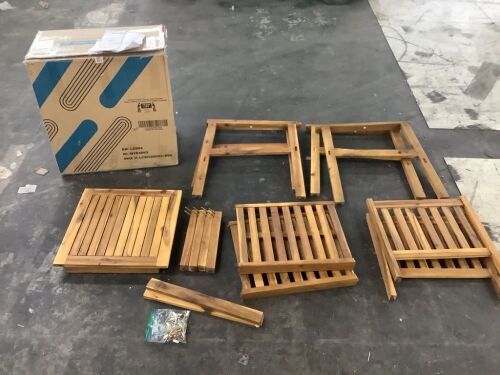 Tozey Chillrest 3-Piece Acacia Wood Patio Conversation Set - No Cushions  - Lot 507