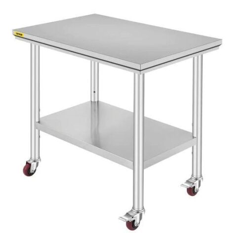 VEVOR Stainless Steel Rolling Prep Table 35.4 x 23.6 in.  - Lot 517