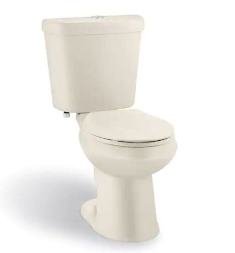 Glacier Bay 2-Piece 1.1 GPF/1.6 GPF High Efficiency Dual Flush Elongated Toilet in Bone, Seat Included - Lot 64
