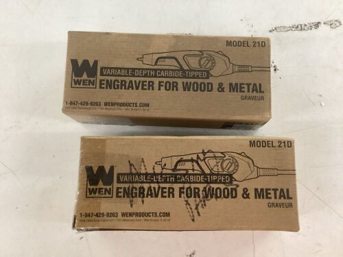 Lot of (2) WEN 21D Variable-Depth Carbide-Tipped Engraver for Wood and Metal - Lot 571