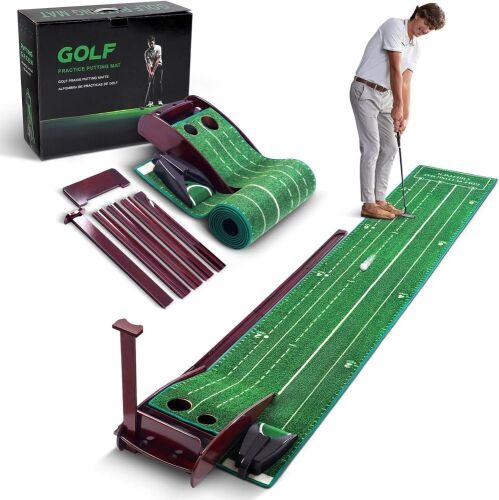 Golf Putting Practice Mat for Indoors, 3 Tracks & Automatic Ball Return - Lot 169