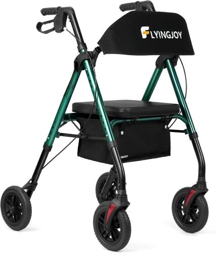 FlyingJoy Aluminum Rollator Walker with Seat & Backrest  - Lot 688