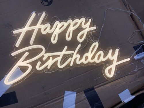 ColorSawy Happy Birthday Neon Sign - Lot 298
