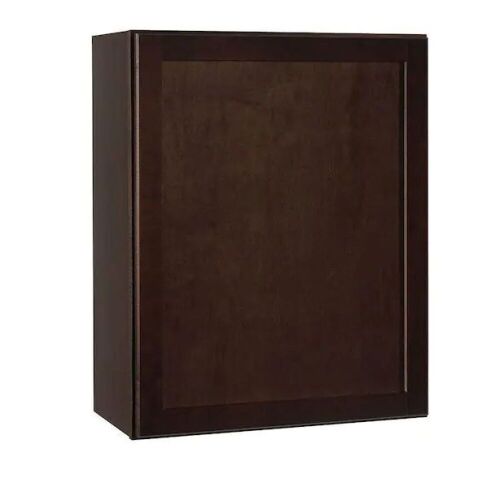 Hampton Bay Shaker 24 in. W x 12 in. D x 30 in. H Assembled Wall Kitchen Cabinet in Java - Lot 57