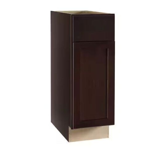 Hampton Bay Shaker 12 in. W x 24 in. D x 34.5 in. H Assembled Base Kitchen Cabinet in Java with Ball-Bearing Drawer Glides - Lot 60