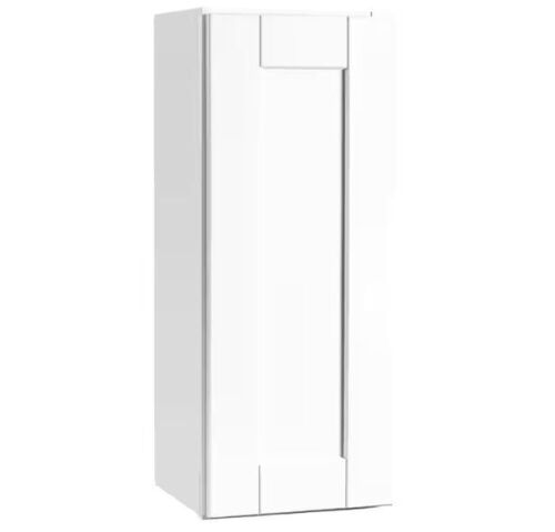 Hampton Bay Shaker 12 in. W x 12 in. D x 30 in. H Assembled Wall Kitchen Cabinet in Satin White - Lot 63