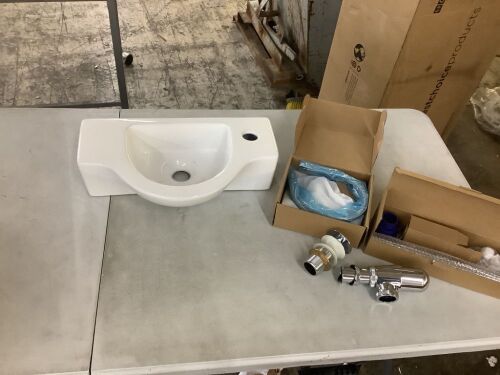 Wall Mount Sink with Faucet & Pop-up Drain  - Lot 127