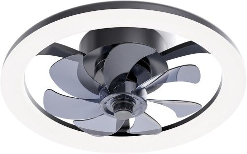  16" Modern Low Profile Bladeless LED Ceiling Fan, Flush Mount, Stepless Color Temperature Change & 6 Speeds  - Lot 233