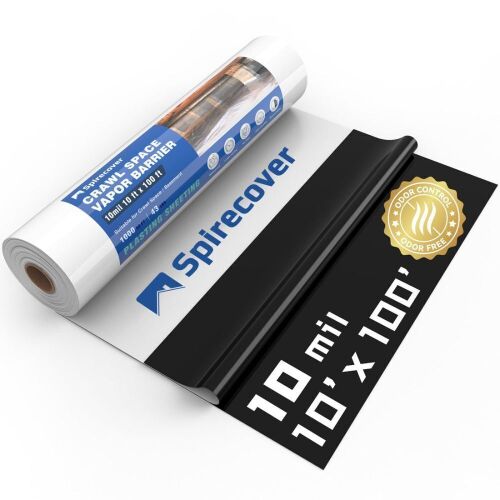 Spirecover Crawl Space Vapor Barrier, 10mil Film, 10'x100' - Lot 238