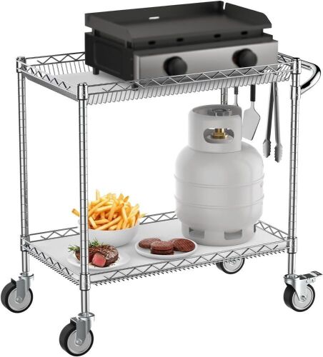  2 Tier Heavy Duty 900LBS Grill Cart on Wheels - Lot 332