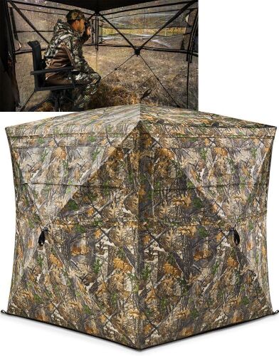  TIDEWE Hunting Blind See Through with Carrying Bag, 2-3 Person Pop Up Ground Blinds 270 Degree - Lot 336