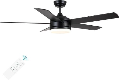 YUHAO 52 inch Black Ceiling Fan with Lights and Remote  - Lot 438