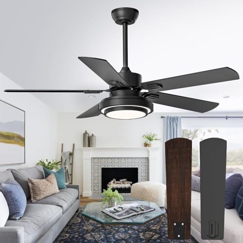 CEOTIS 52" Ceiling Fans with Lights, 6 Speeds Reversible Silent DC Motor, Remote - Lot 524