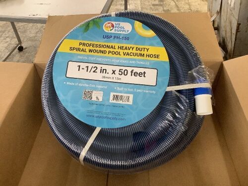  U.S. Pool Supply 1-1/2" x 50 Foot Professional Heavy Duty Spiral Wound Swimming Pool Vacuum Hose with Kink-Free Swivel Cuff & Flexible  - Lot 146