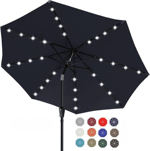 ABCCANOPY Solar Led Patio Umbrella 9' Navy Blue  - Lot 152