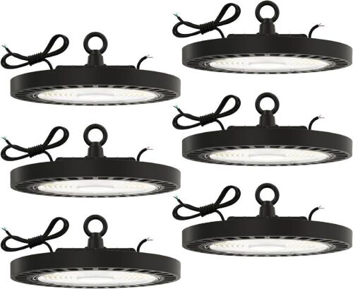  Sunco UFO LED High Bay Lighting for Warehouse 5000K Daylight 150W 21000 LM 100-277V Dimmable 1-10V IP65 Waterproof Super Bright UL 6 Pack  - Lot 98