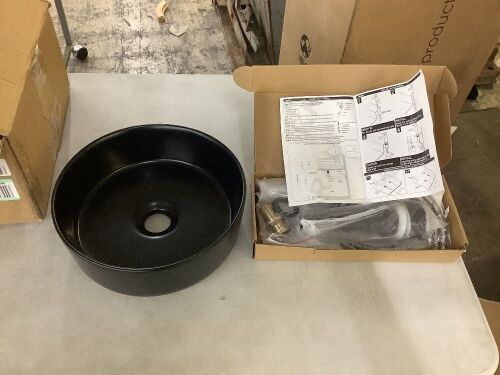 12" Vessel Sink with Waterfall Faucet  - Lot 452