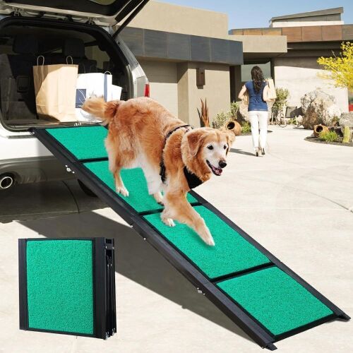  67"L Extra Long Folding Pet Ramp with Non-slip Carpet Surface, 17" Wide, for Medium Large Dogs Up to 220LBS - Lot 646