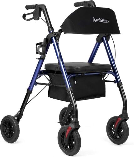 Ambliss Rollator Walker 8" Non-Pneumatic Wheels with Seat  - Lot 752