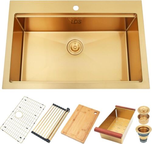 Stainless Steel Drop In Kitchen Sink, 33” x 22”  - Lot 90