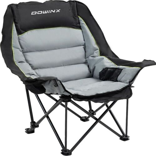 Dowinx Oversized Padded Camping Chair with Cup Holder, 400 Pound Capacity, Black  - Lot 504