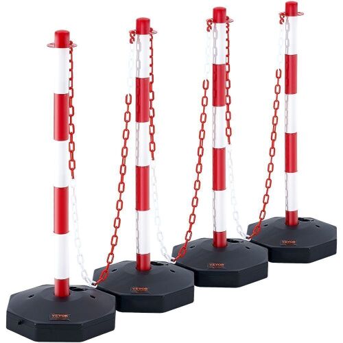VEVOR Adjustable Traffic Delineator Post Cones with Fillable Base 8FT Chain, 4 Pack - Lot 516